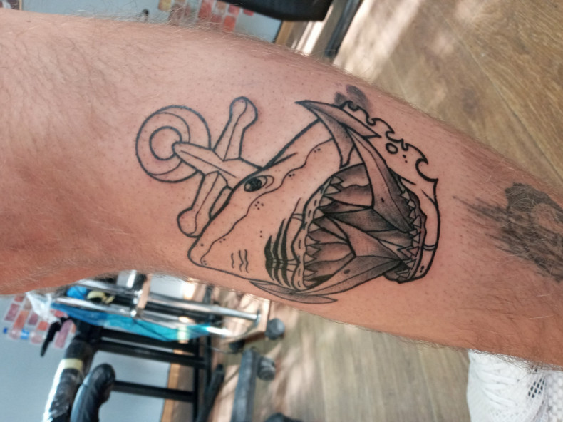 Shark anchor, photo - Tattoo Master Barb Tattoo