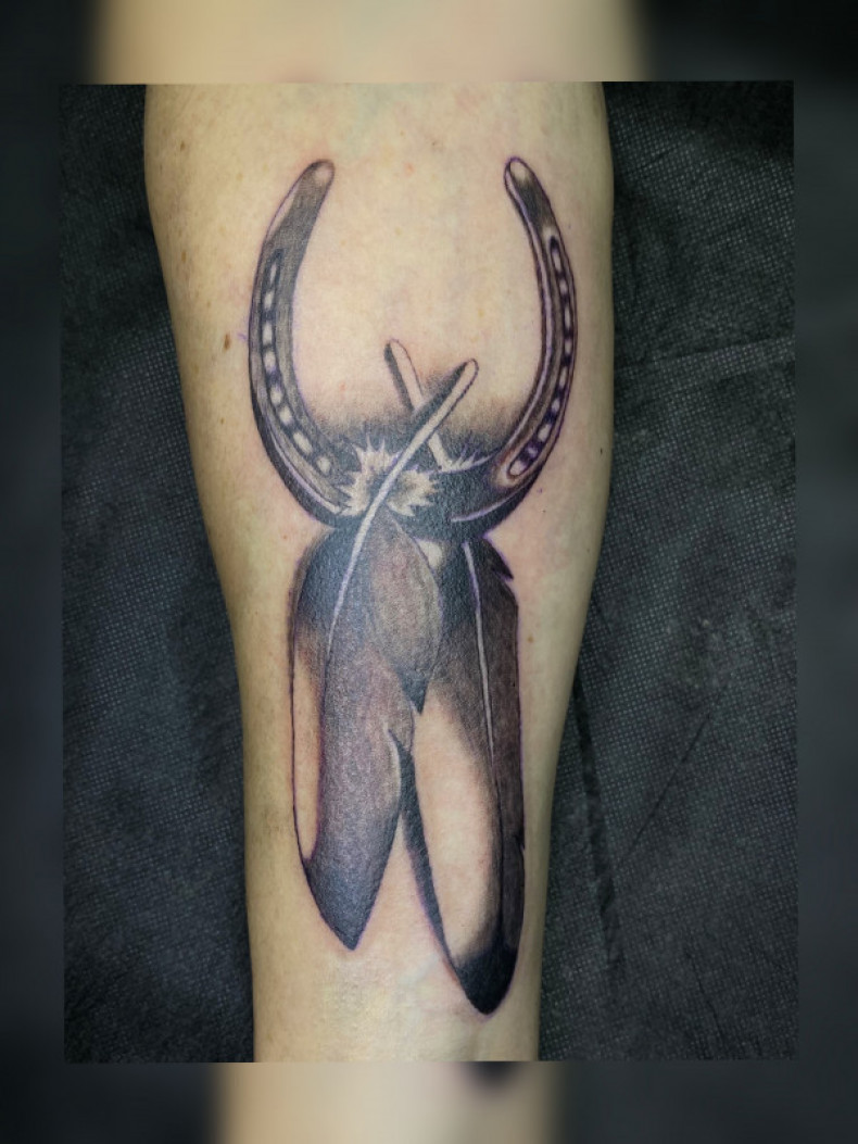 Feather horseshoe, photo - Tattoo Master Barb Tattoo