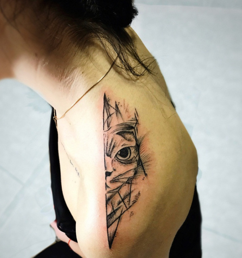 Кошка скетч, photo - Тату мастер Barb Tattoo