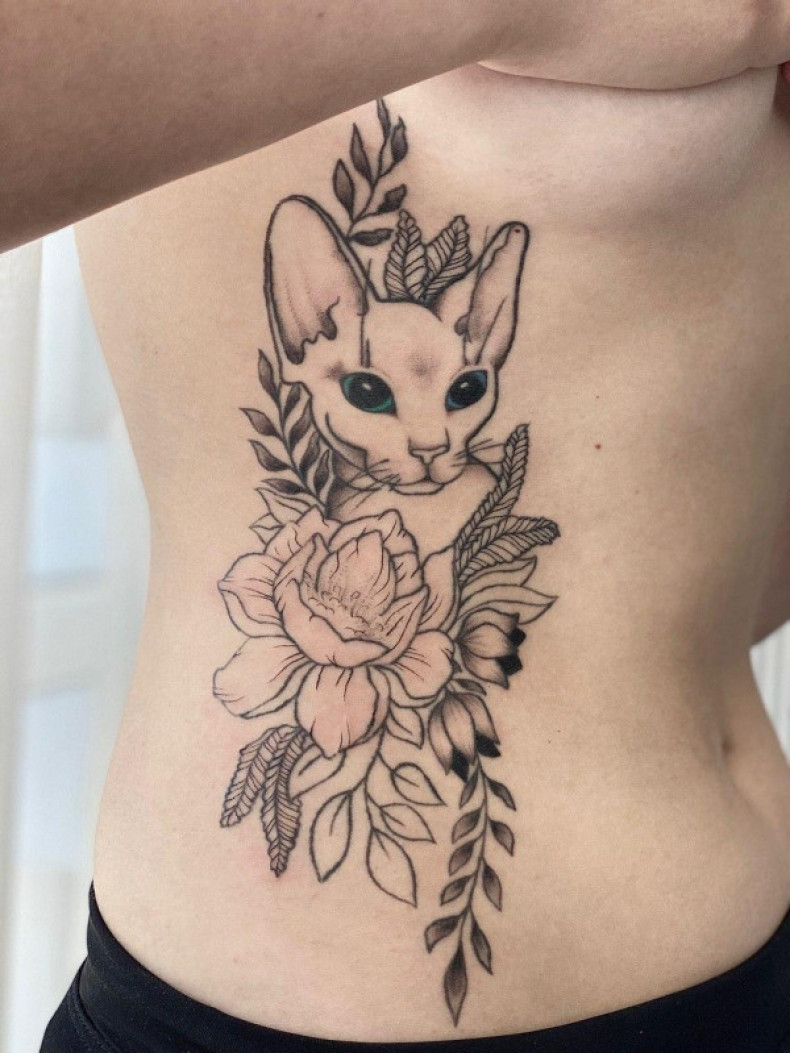 Кошка сфинкс, photo - Тату мастер Barb Tattoo