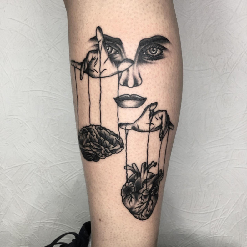 Lalkarz mózg serce, photo - Tatuażysta Barb Tattoo