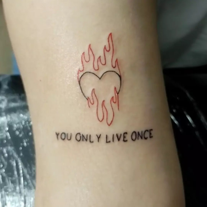 Ogień (płomień) serce, photo - Tatuażysta Barb Tattoo