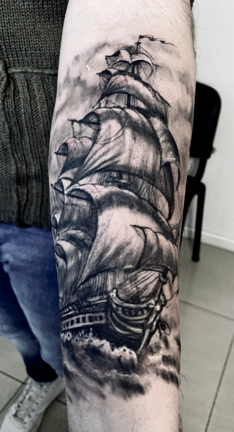 Корабль море парусник, photo - Тату мастер Barb Tattoo