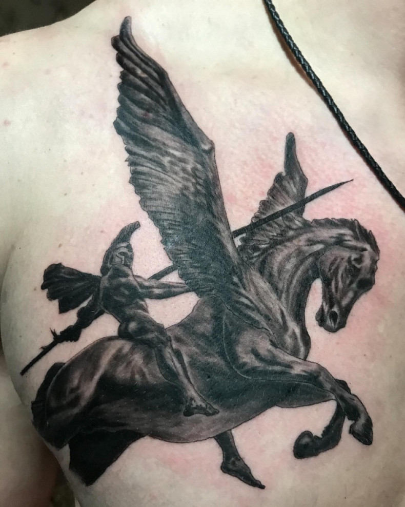 Krieger pferd Pegasus, photo - Tattoo-Meister Barb Tattoo