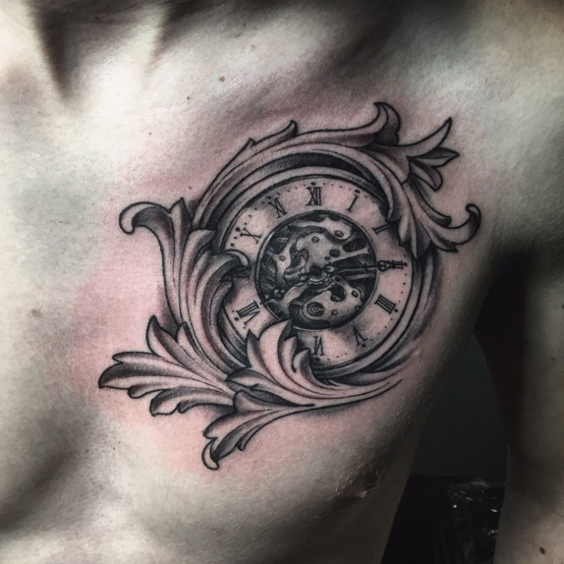 Baroque clock, photo - Tattoo Master Barb Tattoo