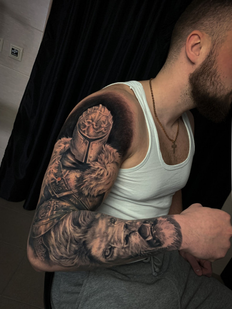 Wojownik rycerz, photo - Tatuażysta Barb Tattoo