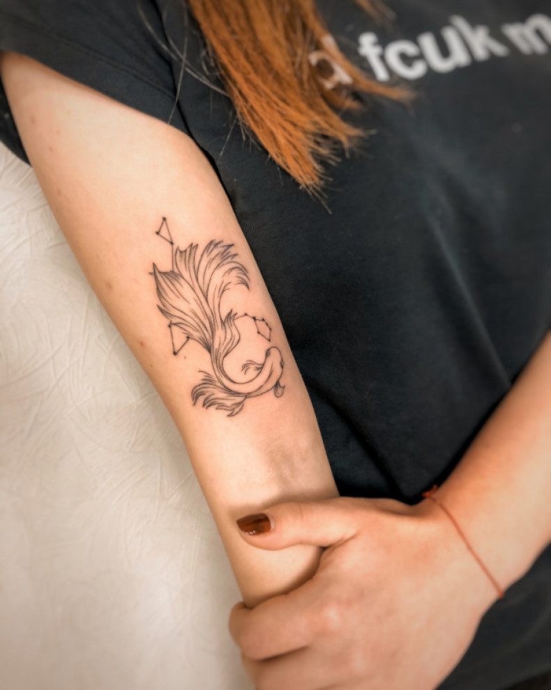 Ryba konstelacja gwiazd, photo - Tatuażysta Barb Tattoo