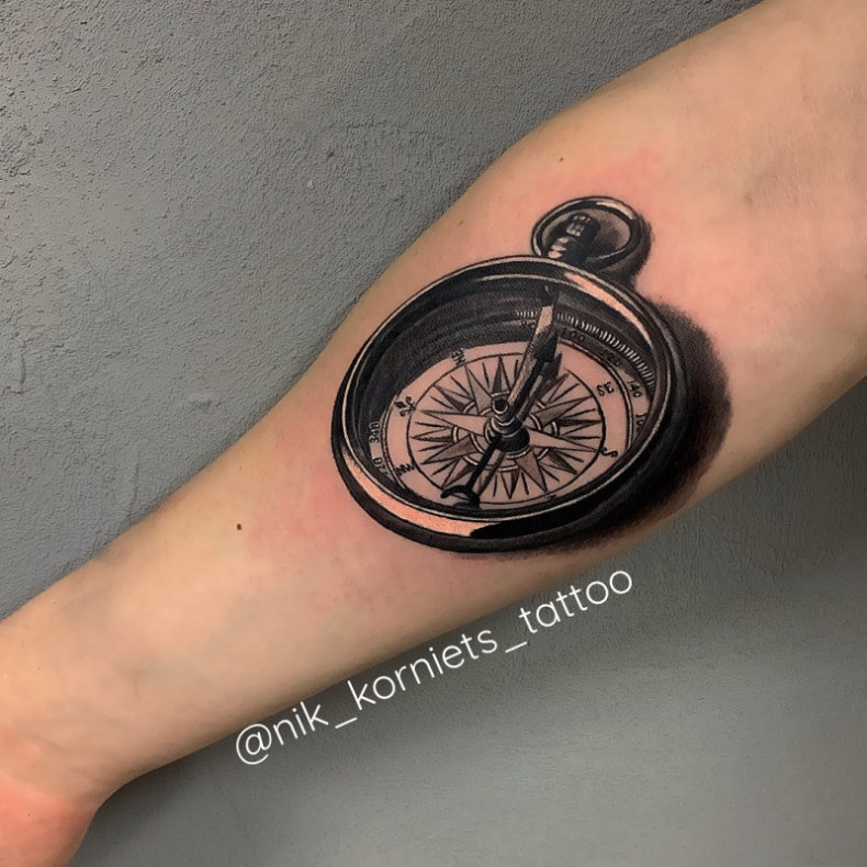 3d компас, photo - Тату мастер Barb Tattoo