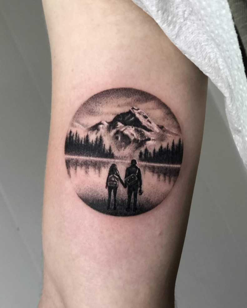 Berge Landschaft silhouette, photo - Tattoo-Meister Barb Tattoo