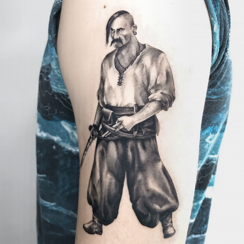 Блэк энд грей козак патриотическая, photo - Тату мастер Barb Tattoo