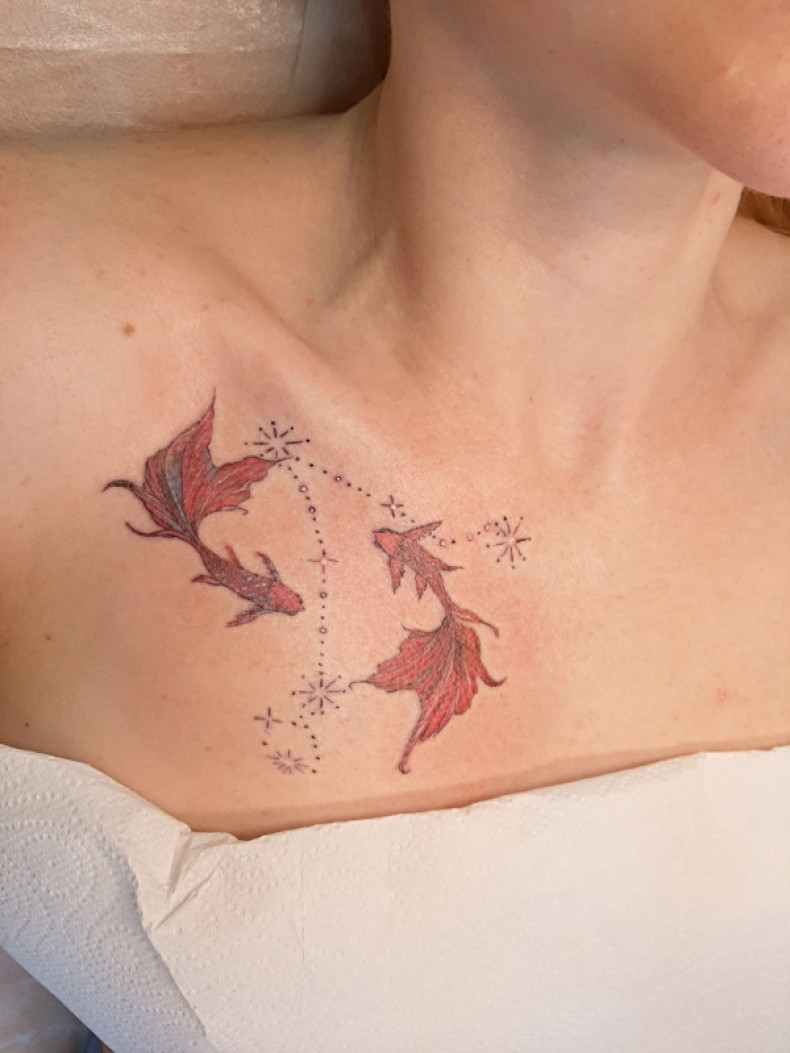 Gold fish constellation, photo - Tattoo Master Barb Tattoo