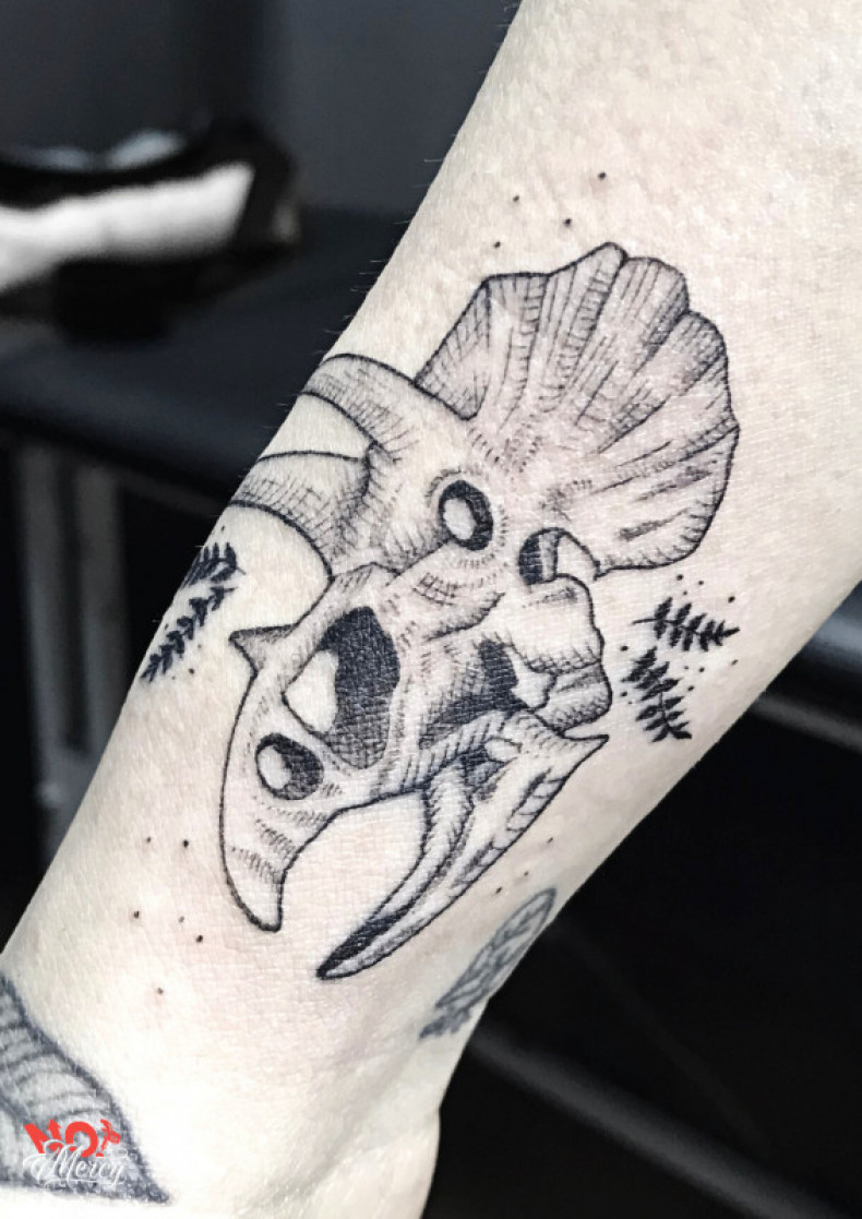 Whip shading dinozaur, photo - Tatuażysta Barb Tattoo