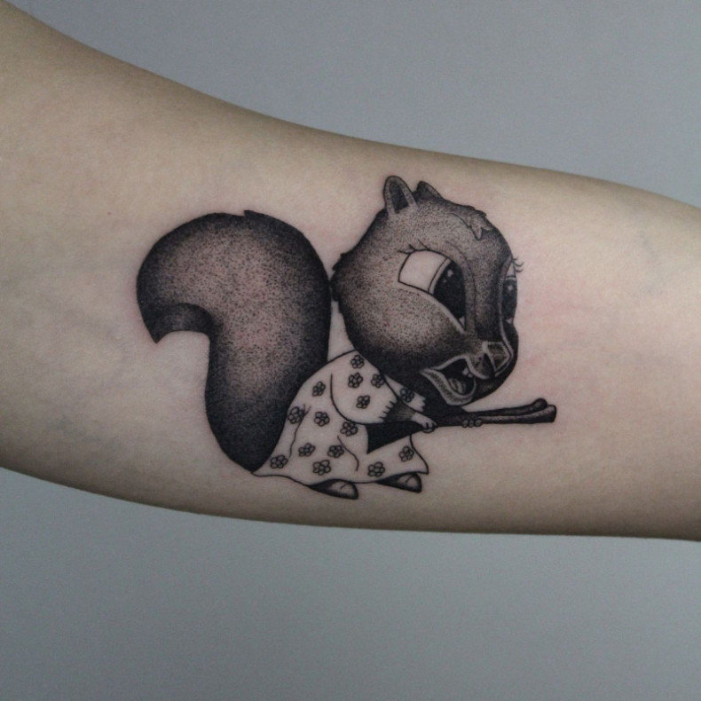 Squirrel cartoons, photo - Tattoo Master Barb Tattoo