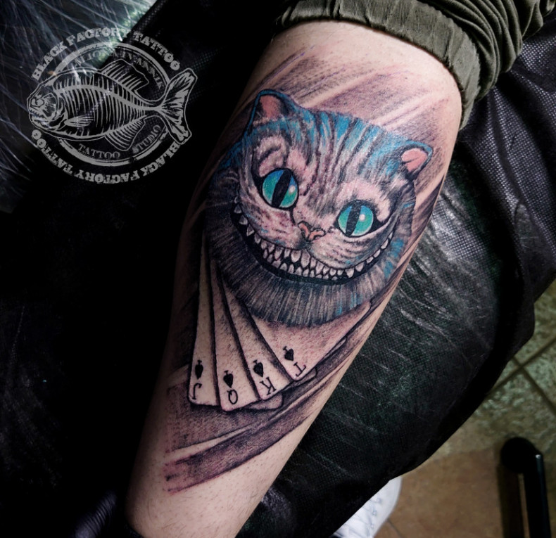 Karty kreskówki Kot z Cheshire, photo - Tatuażysta Barb Tattoo