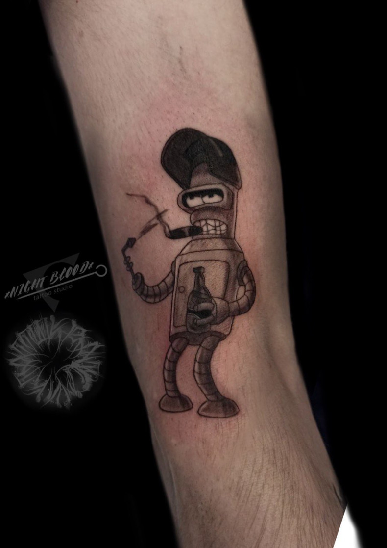 Kreskówki robot śmieszny, photo - Tatuażysta Barb Tattoo