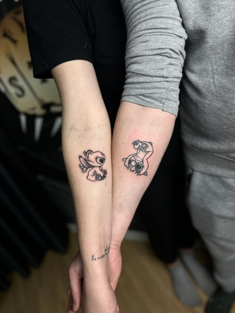 Kreskówki dla pary ścieg, photo - Tatuażysta Barb Tattoo