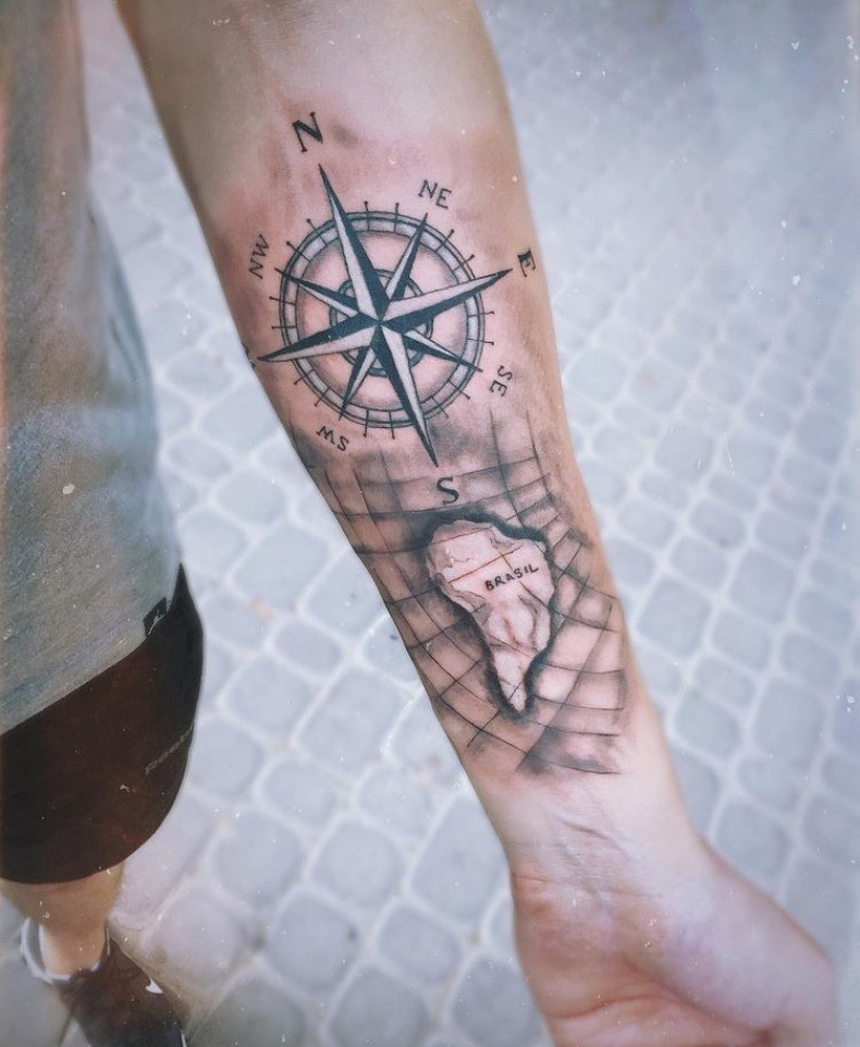 Mapa różawiatru, photo - Tatuażysta Barb Tattoo