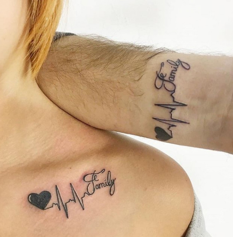 Bicie serca dla pary puls, photo - Tatuażysta Barb Tattoo