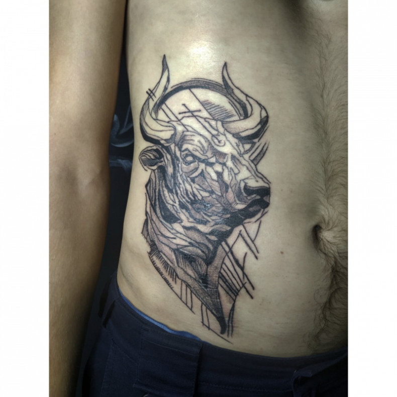 Buffalo bull side, photo - Tattoo Master Barb Tattoo