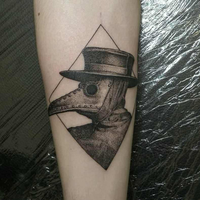 Plague doctor dotwork tattoo, photo - Tattoo Master Barb Tattoo