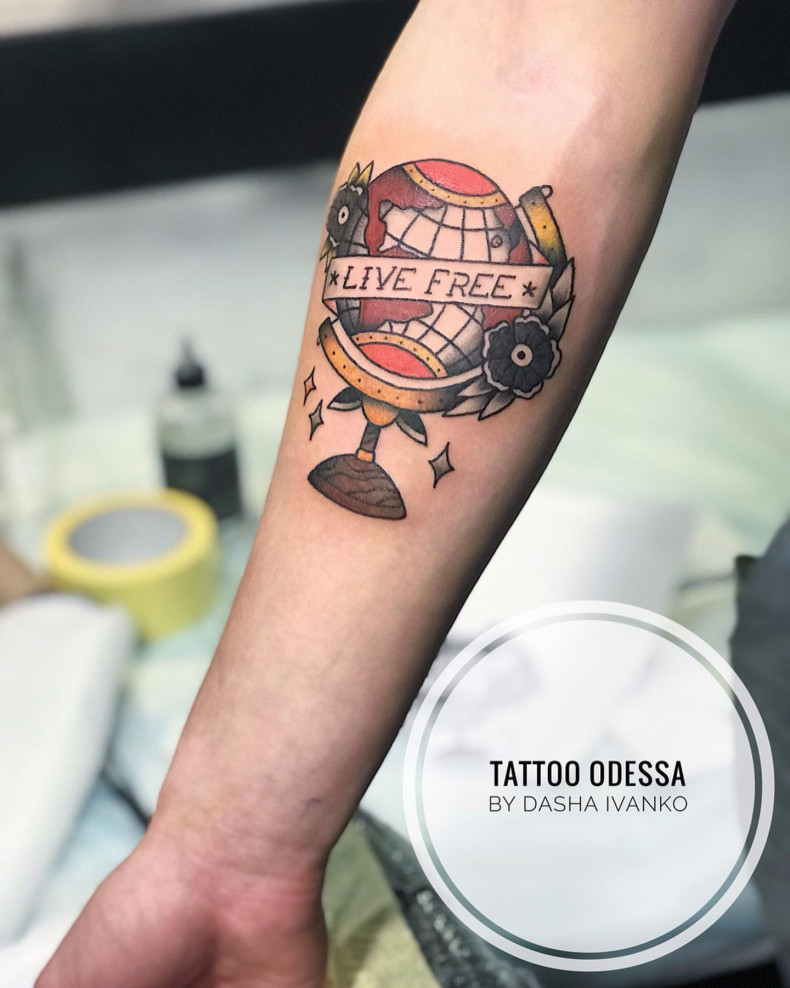 Глобус, photo - Тату мастер Barb Tattoo