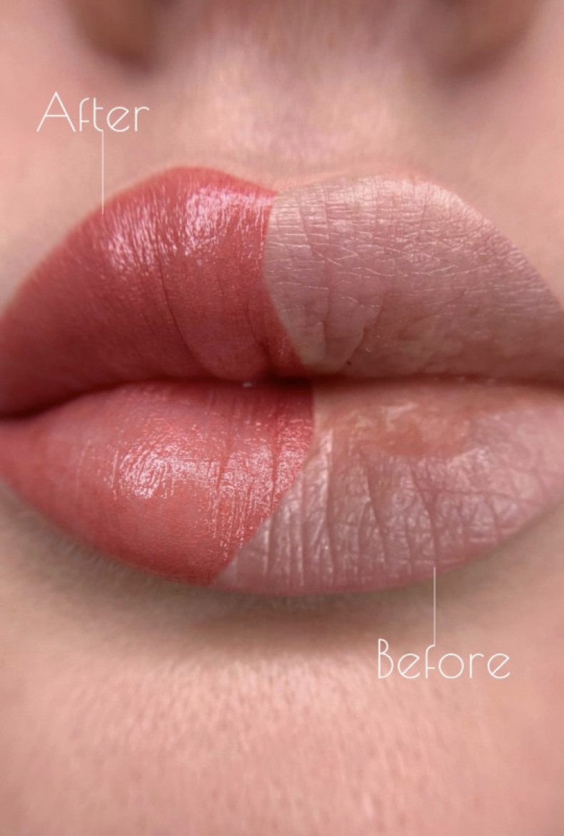 Permanente Lippen vor und nach dem Eingriff #permanente #lippen #permanentlippen #permanentmakeup, photo - Tattoo-Meister Barb Tattoo