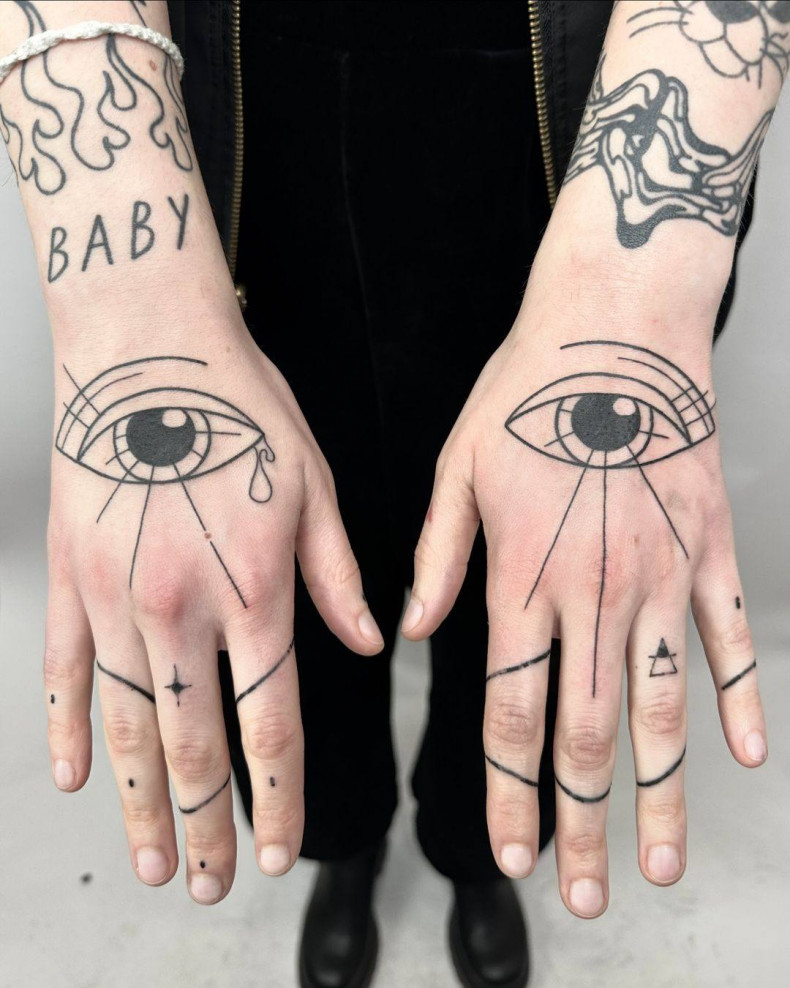 Männer auge Hand, photo - Tattoo-Studio AKA