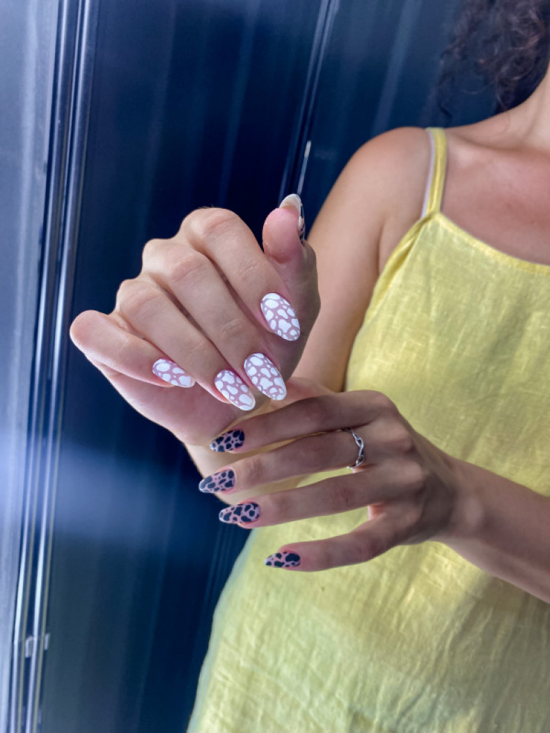 Принт корівки , виконано з допомогою стемпінгу, photo - Manicurist Barb Manicure