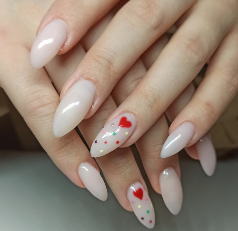 Молочний гель лак, дизайн, комбінований манікюр, photo - Manicurist Barb Manicure