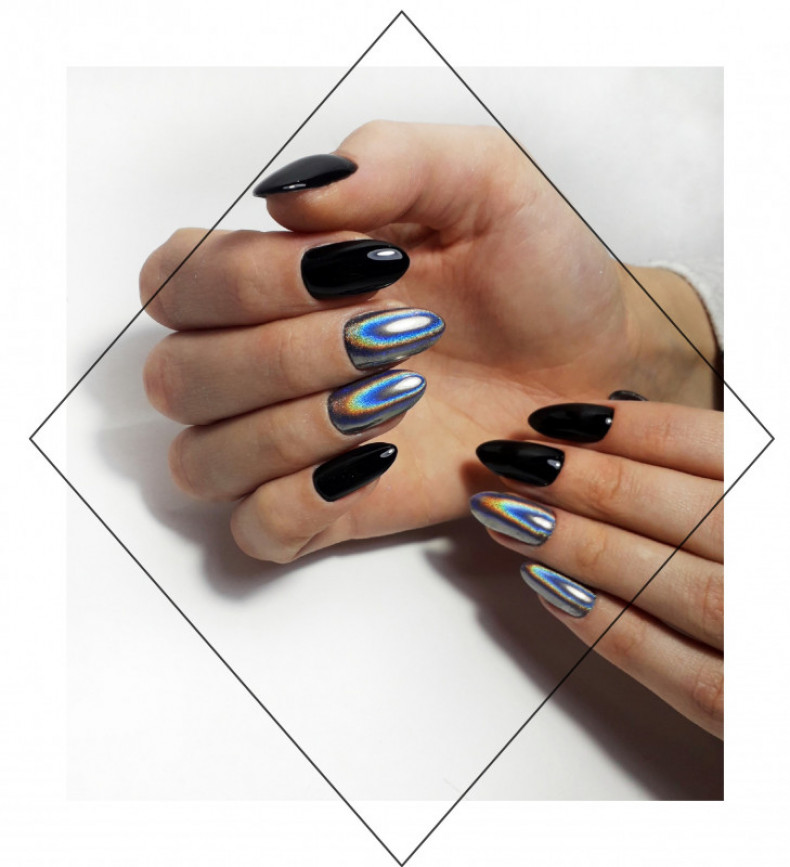 Chamäleon schwarze Maniküre mit Einreiben, photo - Maniküre Barb Manicure