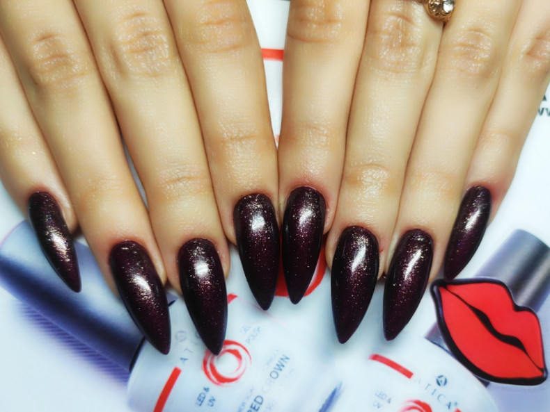 Almond burgundy long, photo - Manicurist Barb Manicure