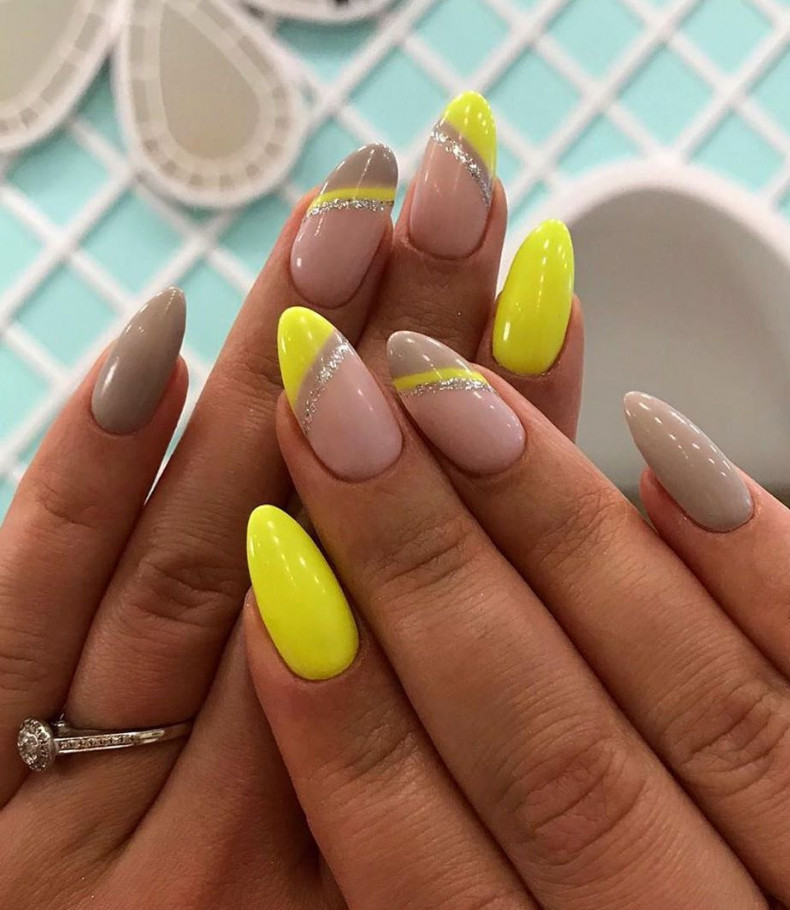 Almond yellow silver, photo - Manicurist Barb Manicure