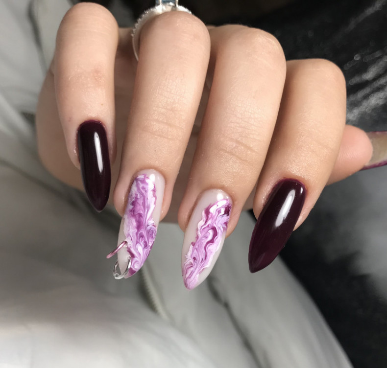 Almond burgundy long, photo - Manicurist Barb Manicure