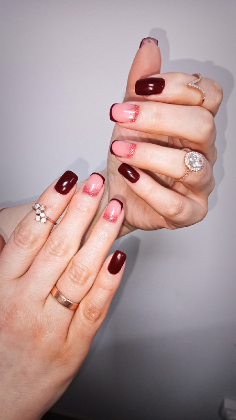 Burgundy half moon dark, photo - Manicurist Barb Manicure