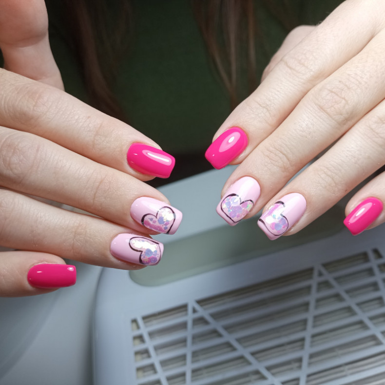 Pink heart Valentine's Day, photo - Manicurist Barb Manicure