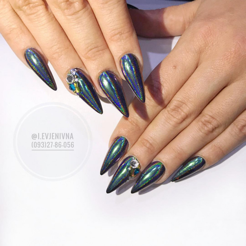 Chamäleon маникюр на длинные ногти Maniküre mit Einreiben, photo - Maniküre Barb Manicure