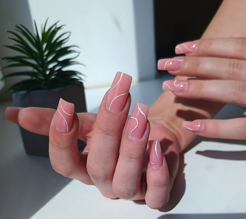 Beige striped business, photo - Manicurist Barb Manicure