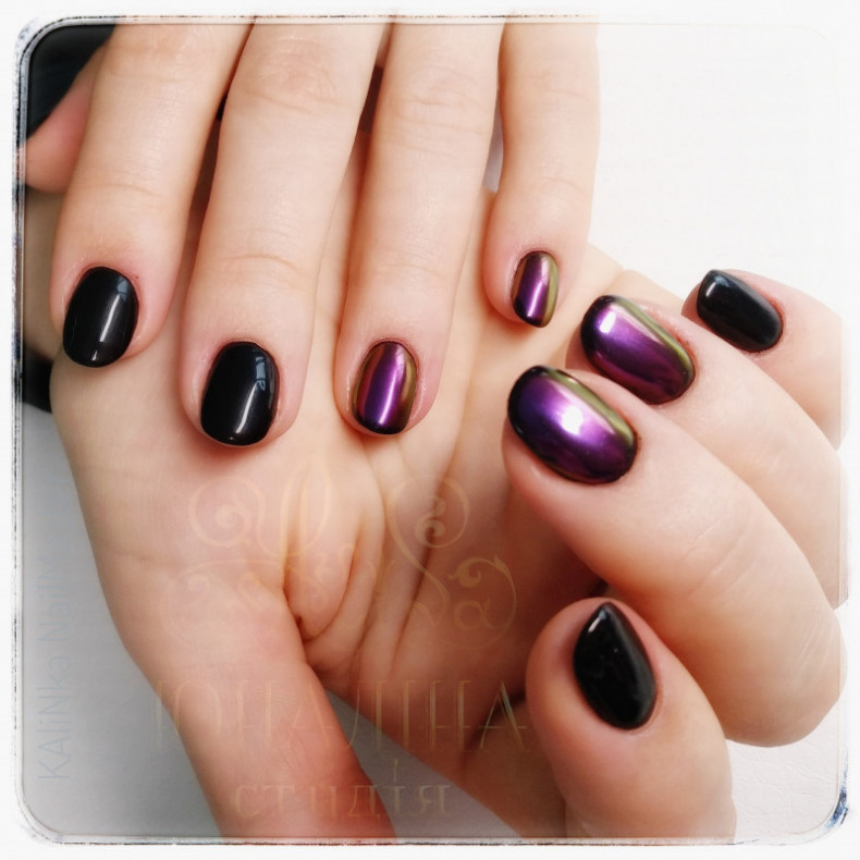 Cat eye purple magnetic, photo - Manicurist Barb Manicure