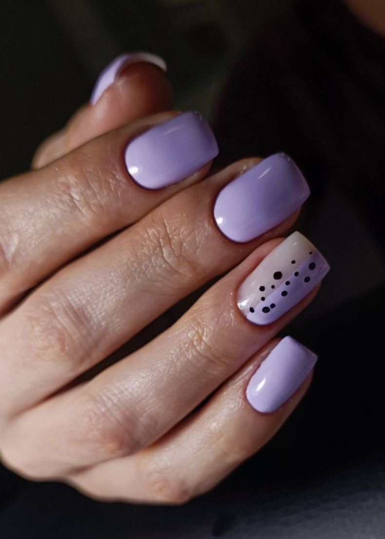  #сиреневый маникюр #black dots, photo - Мастер маникюра Barb Manicure