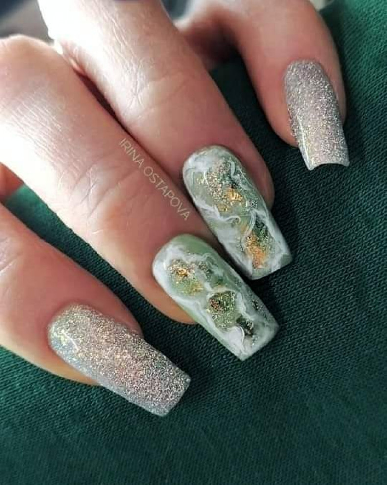 Marble green pretty, photo - Manicurist Barb Manicure