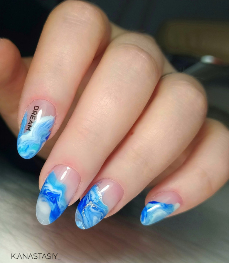 Marble light blue ocean, photo - Manicurist Barb Manicure