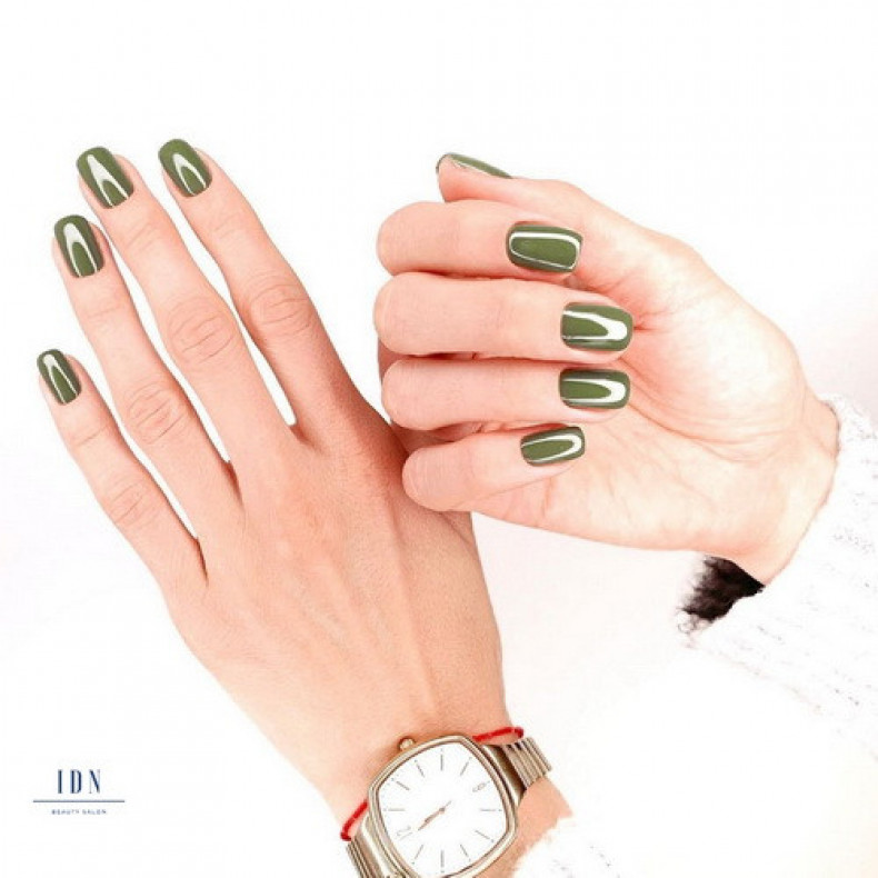 Однотонный (монохромный) маникюр olive, photo - Manicurist Barb Manicure