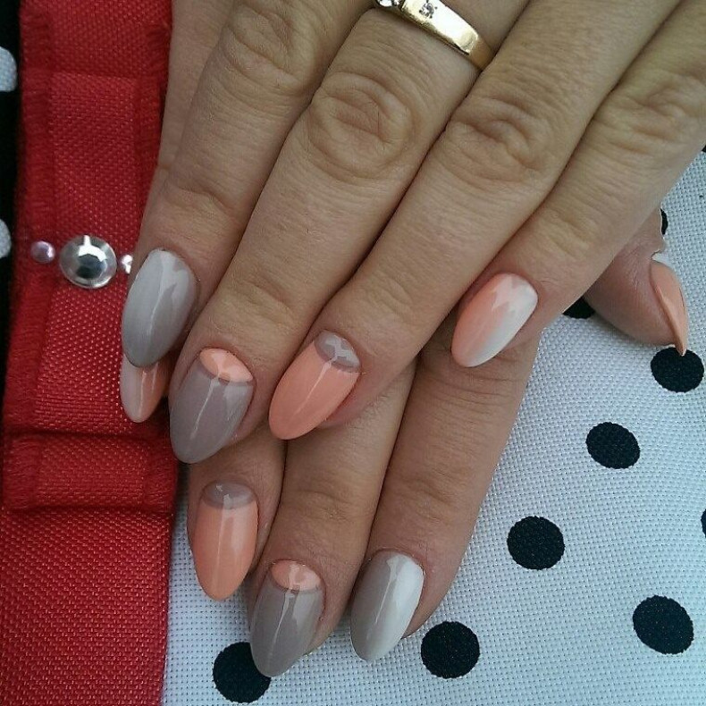 Grey half moon peach, photo - Manicurist Barb Manicure