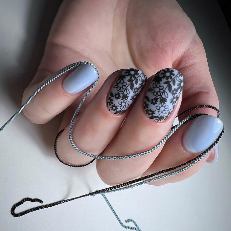 Grey pattern lace, photo - Manicurist Barb Manicure