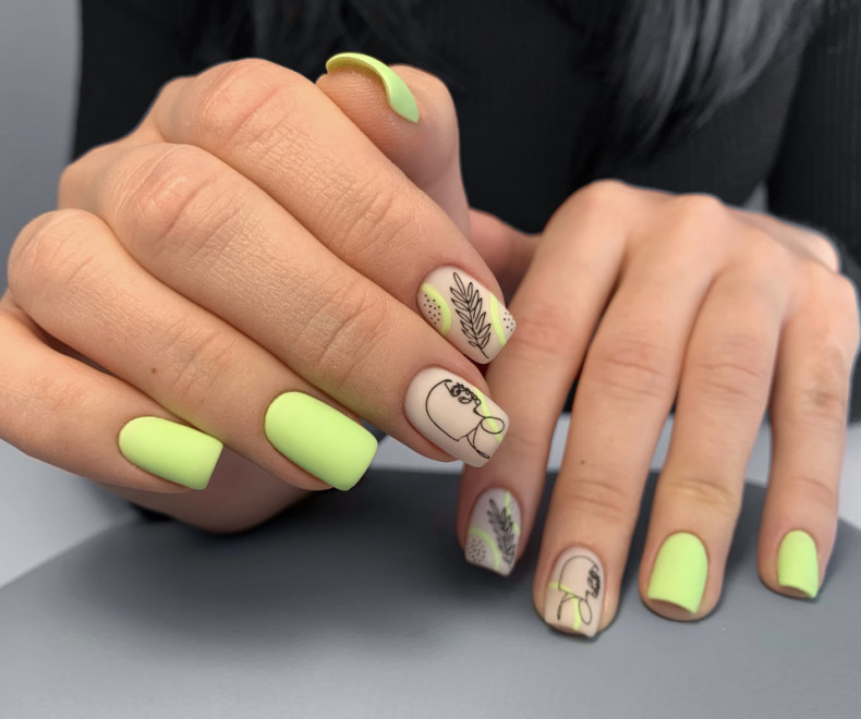 Light green manicure neon, photo - Manicurist Barb Manicure