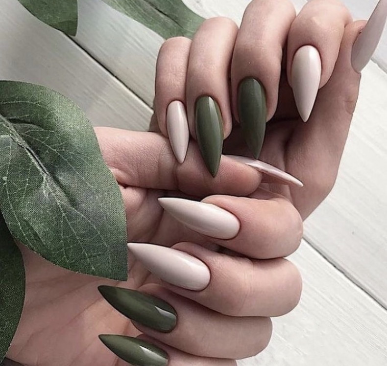 Stiletto khaki sharp, photo - Manicurist Barb Manicure