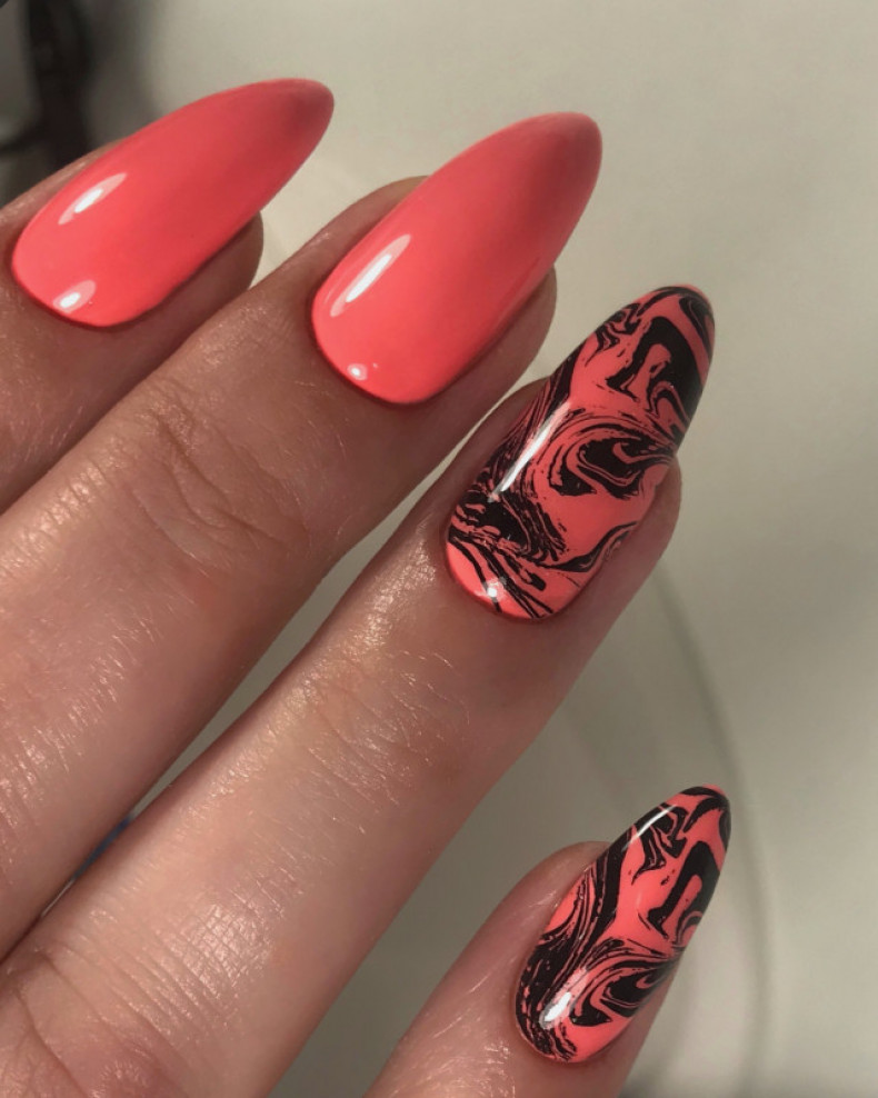 Coral stamping nail art, photo - Manicurist Barb Manicure