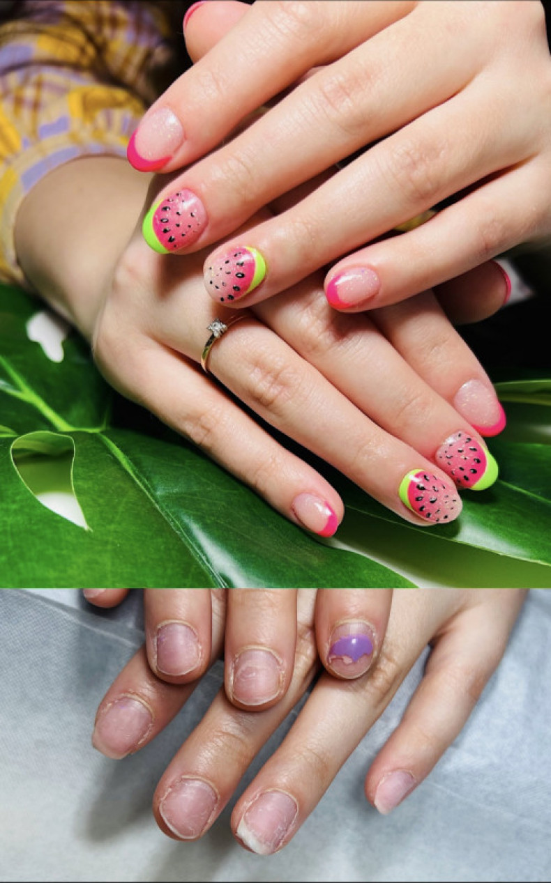 Wassermelone Maniküre mit, photo - Maniküre Barb Manicure