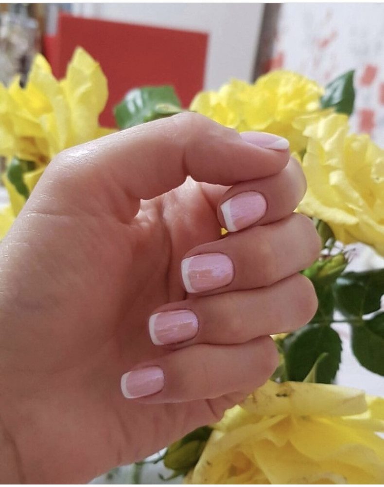 Маникюр с покрытием гель-лака+ дизайн французский + втирка з, photo - Manicurist Barb Manicure