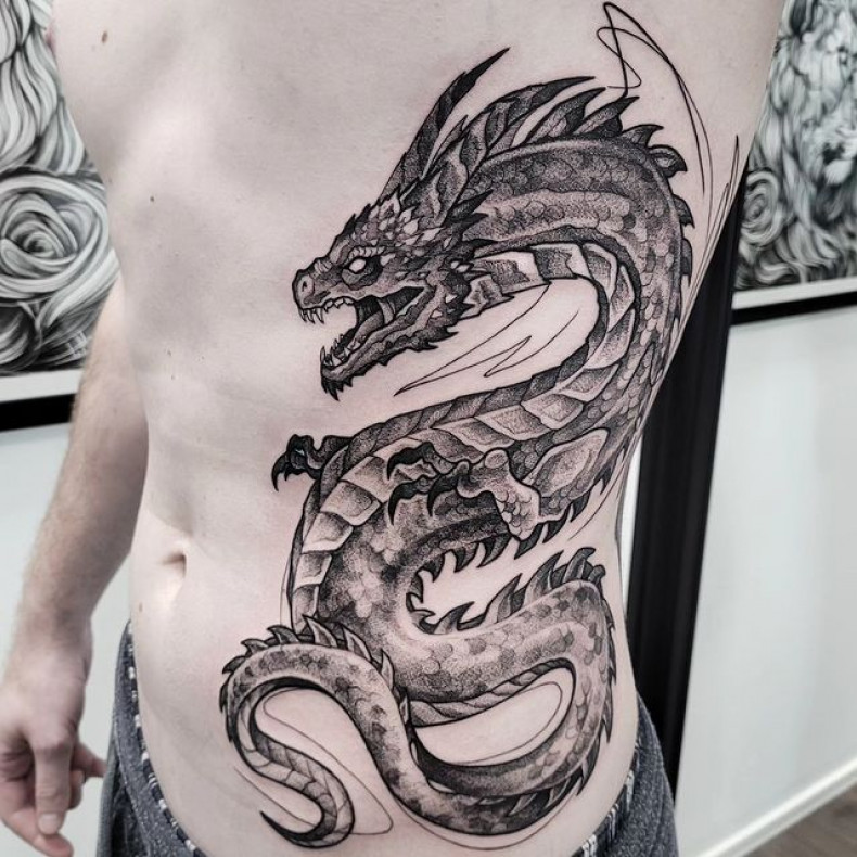 Men dragon Chinese, photo - Tattoo Master Isabella Marowski